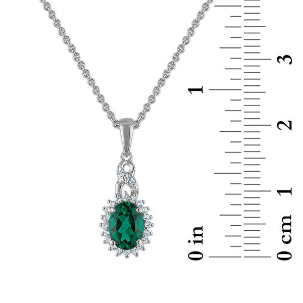 Sterling Silver Created Emerald and White Sapphire 3 Piece Set