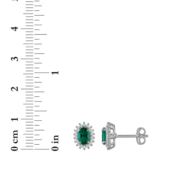 Sterling Silver Created Emerald and White Sapphire 3 Piece Set