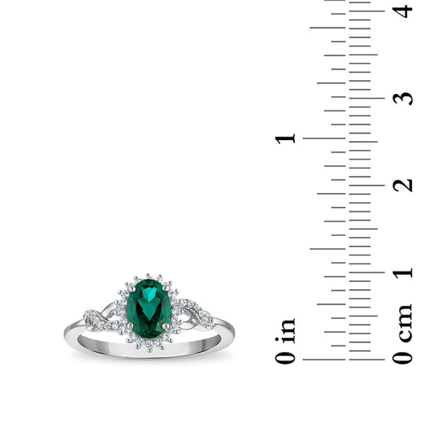 Sterling Silver Created Emerald and White Sapphire 3 Piece Set