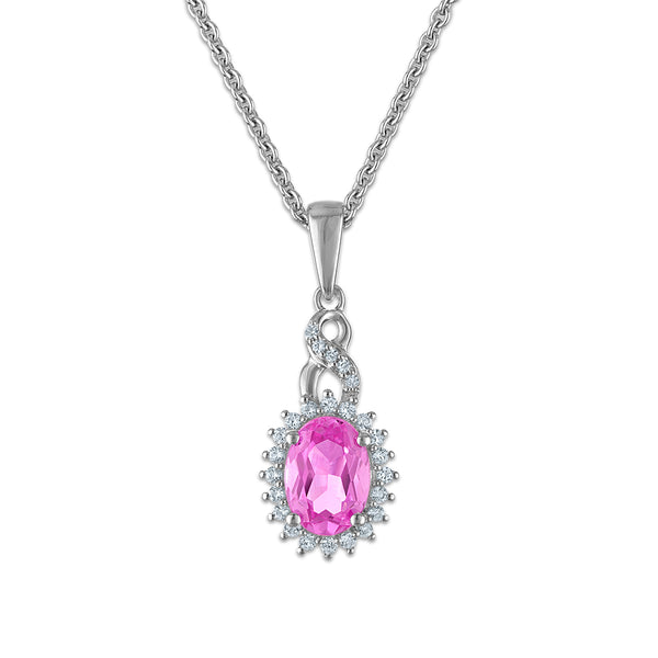 Sterling Silver Created Pink and White Sapphire 3 Piece Set