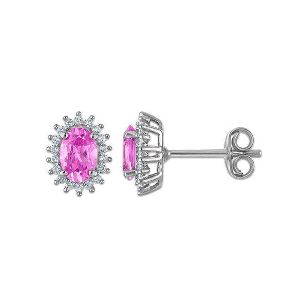 Sterling Silver Created Pink and White Sapphire 3 Piece Set