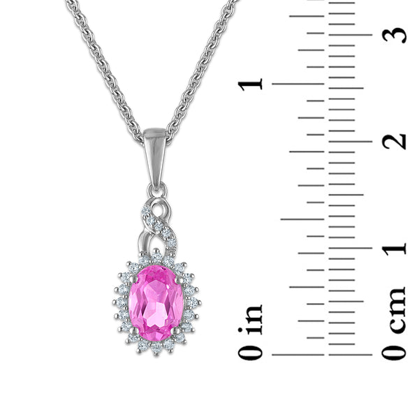Sterling Silver Created Pink and White Sapphire 3 Piece Set
