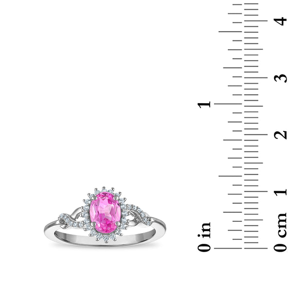 Sterling Silver Created Pink and White Sapphire 3 Piece Set