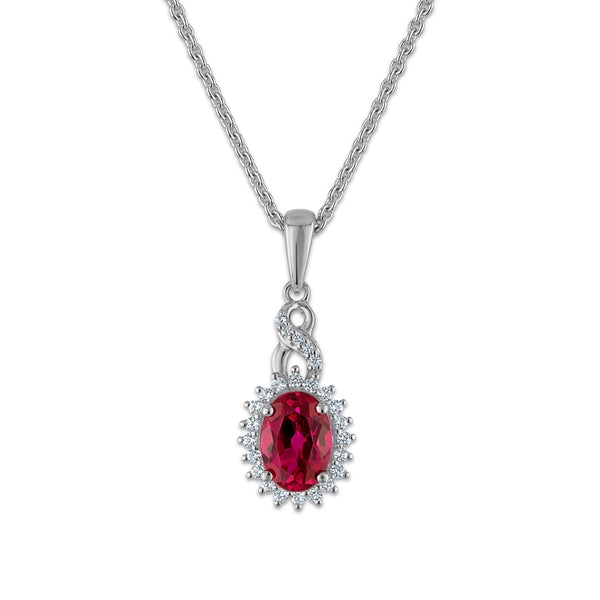 Sterling Silver Created Ruby and White Sapphire 3 Piece Set