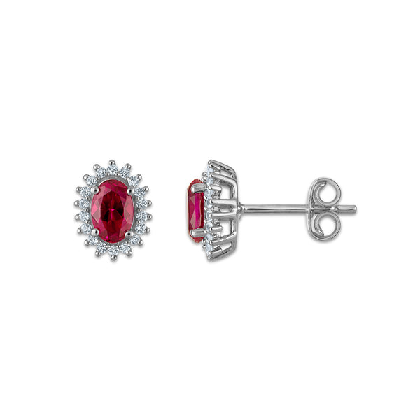 Sterling Silver Created Ruby and White Sapphire 3 Piece Set
