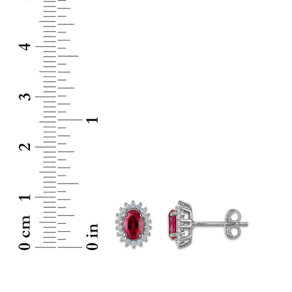 Sterling Silver Created Ruby and White Sapphire 3 Piece Set
