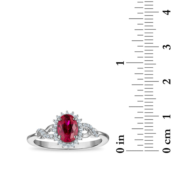 Sterling Silver Created Ruby and White Sapphire 3 Piece Set