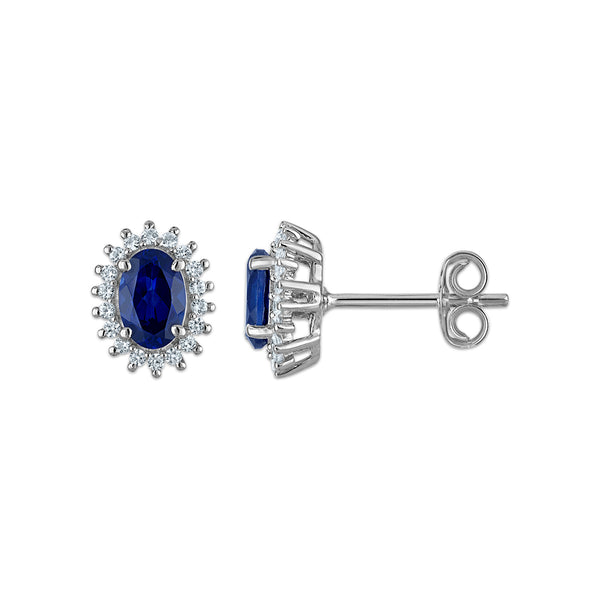 Sterling Silver Created Blue and White Sapphire 3 Piece Set