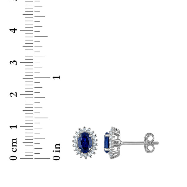 Sterling Silver Created Blue and White Sapphire 3 Piece Set