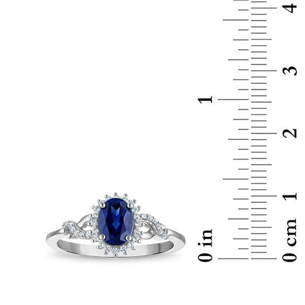 Sterling Silver Created Blue and White Sapphire 3 Piece Set