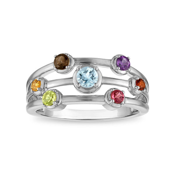 Multi-Color Multi-Gemstone Fashion Ring in 925 Silver