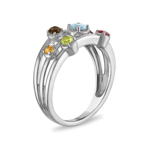 Multi-Color Multi-Gemstone Fashion Ring in 925 Silver