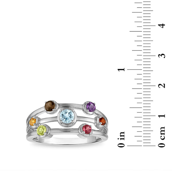 Multi-Color Multi-Gemstone Fashion Ring in 925 Silver