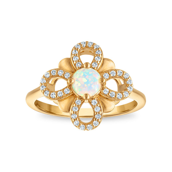 Opalescent Opal Clover Ring in 925 Silver