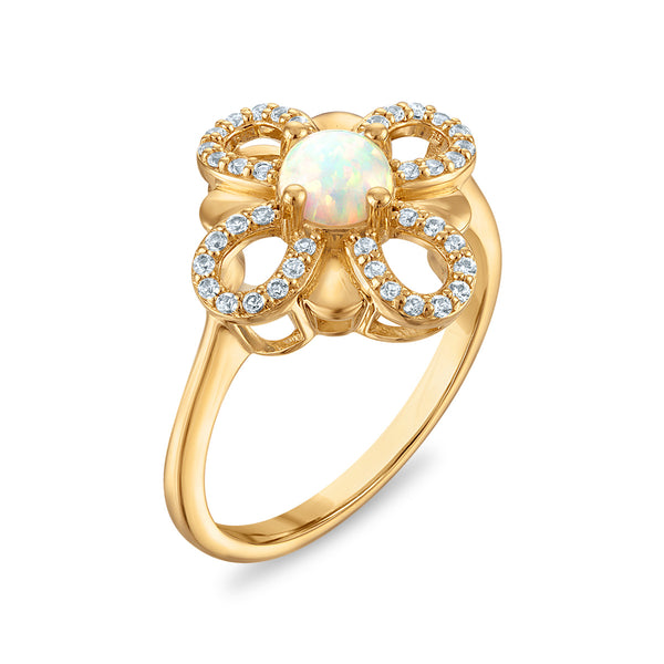 Opalescent Opal Clover Ring in 925 Silver