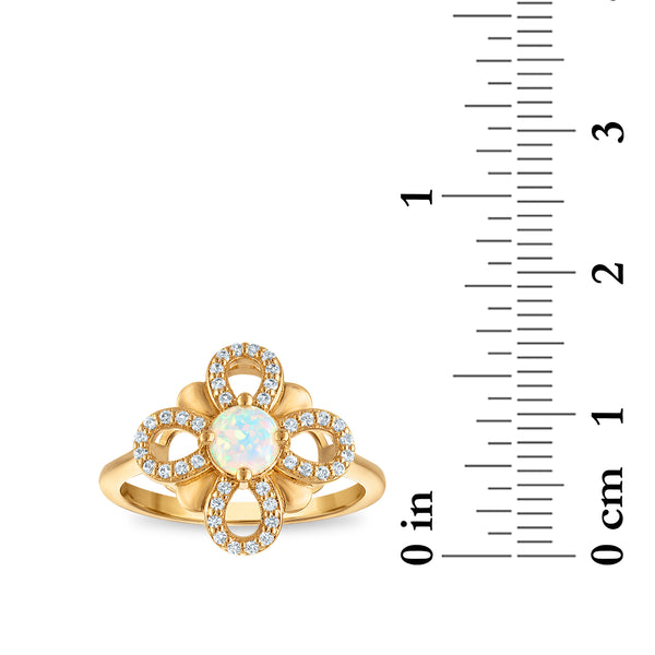 Opalescent Opal Clover Ring in 925 Silver