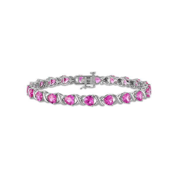 Pink Pink Sapphire Hearts & Symbols Bracelet in 925 Silver