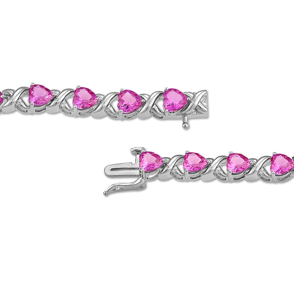 Pink Pink Sapphire Hearts & Symbols Bracelet in 925 Silver