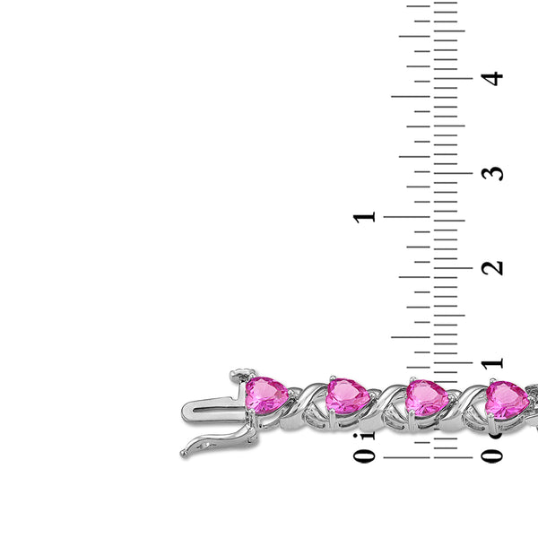 Pink Pink Sapphire Hearts & Symbols Bracelet in 925 Silver