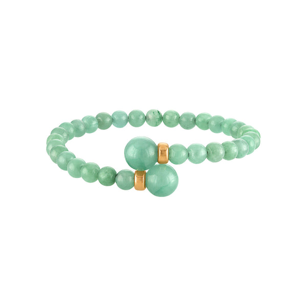 Green Jade Bangle Bracelet in 925 Silver