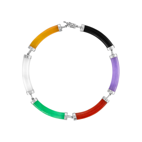 Multi-Color Jade Bracelet in 925 Silver