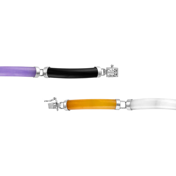 Multi-Color Jade Bracelet in 925 Silver