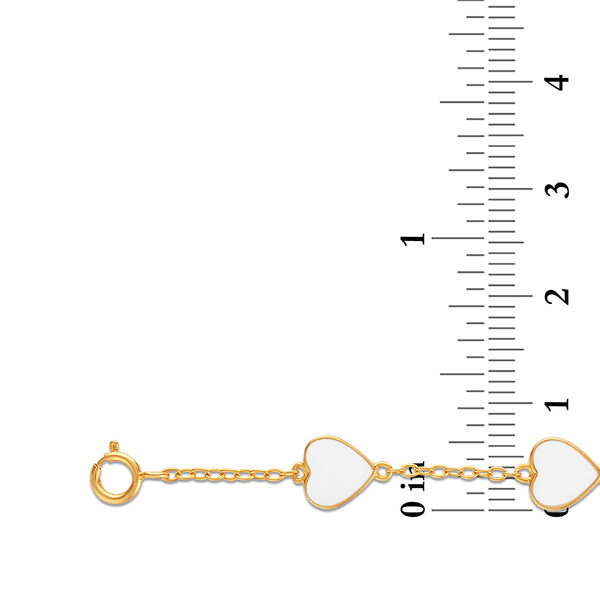 White Enamel Heart Bracelet in 18KT Gold Vermeil