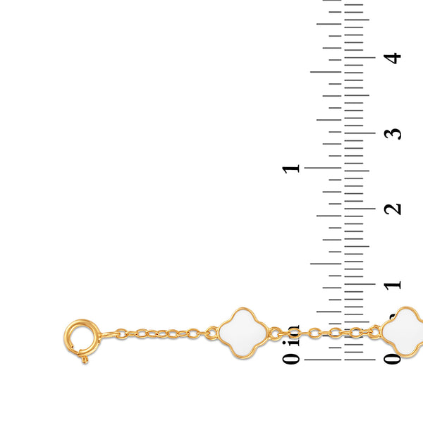 White Enamel Clover Bracelet in 18KT Gold Vermeil