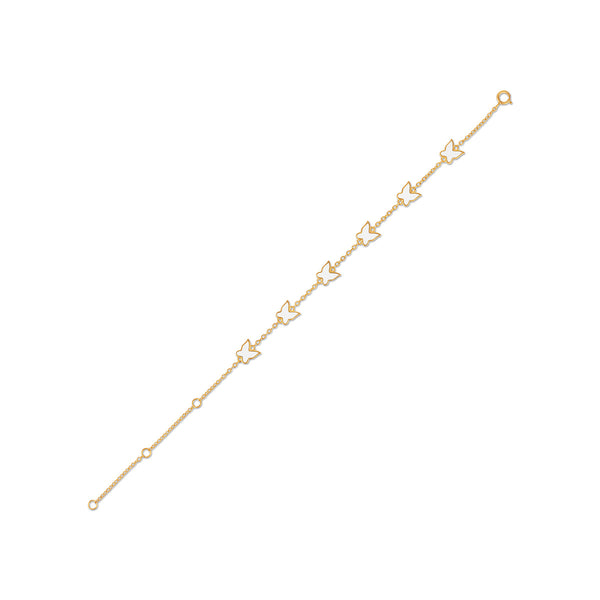 White Enamel Butterfly Bracelet in 18KT Gold Vermeil