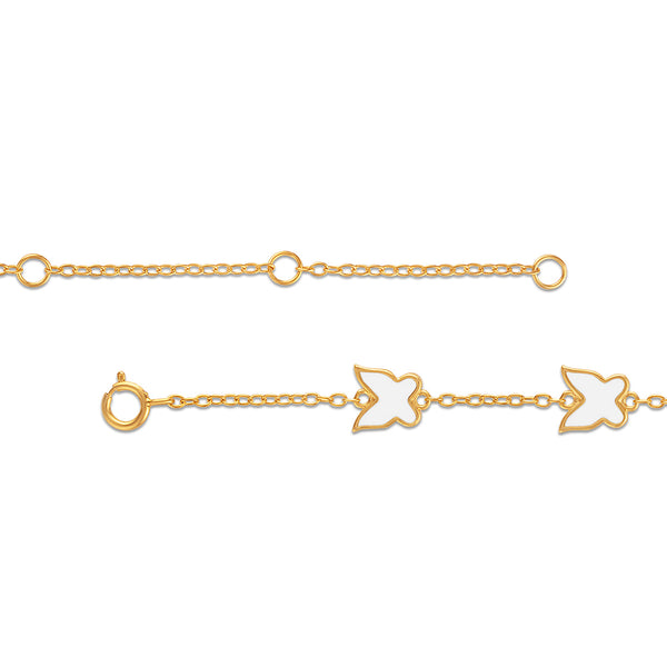 White Enamel Butterfly Bracelet in 18KT Gold Vermeil