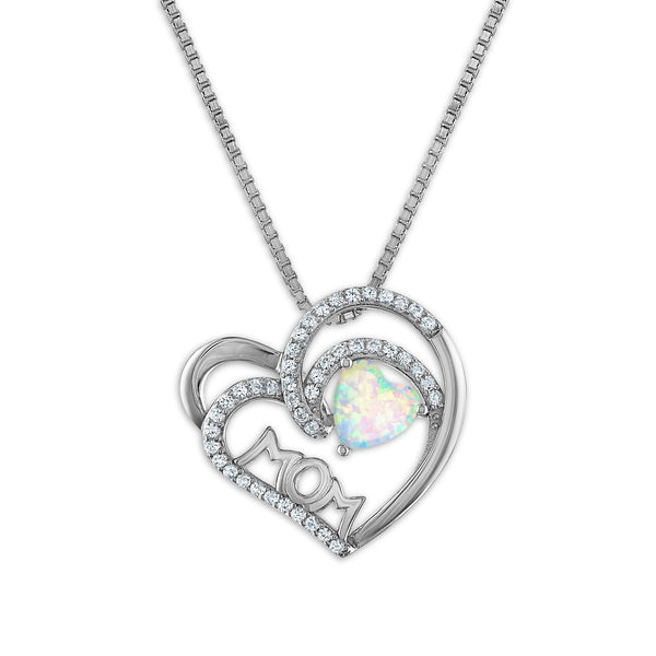 White Opal Hearts & Symbols Pendant in 925 Silver