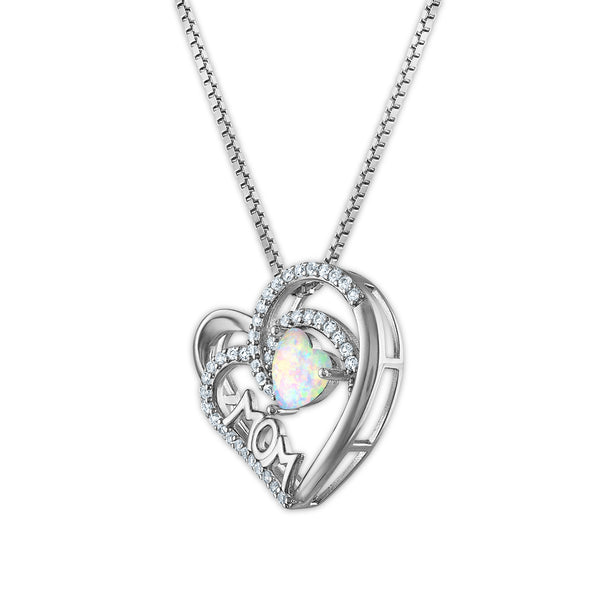White Opal Hearts & Symbols Pendant in 925 Silver