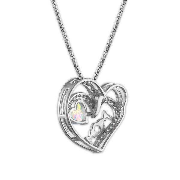 White Opal Hearts & Symbols Pendant in 925 Silver
