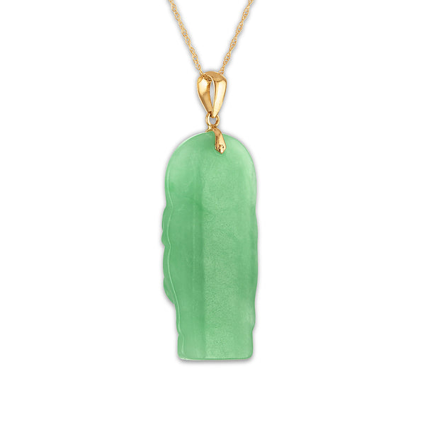 Jade Buddha 18-inch Pendant in 14KT Yellow Gold