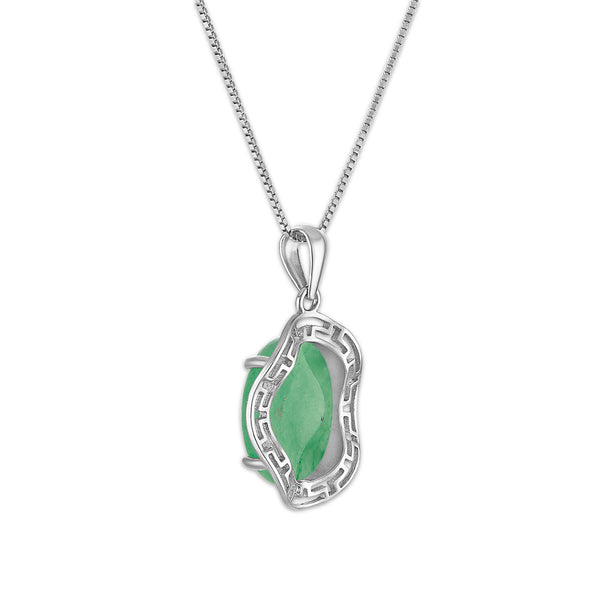 Oval Jade 18-inch Pendant in Sterling Silver