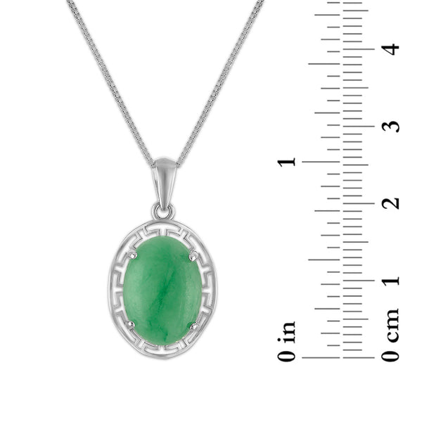Oval Jade 18-inch Pendant in Sterling Silver