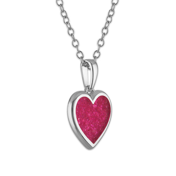 Crushed Pink Sapphire 18-inch Heart Pendant in Sterling Silver
