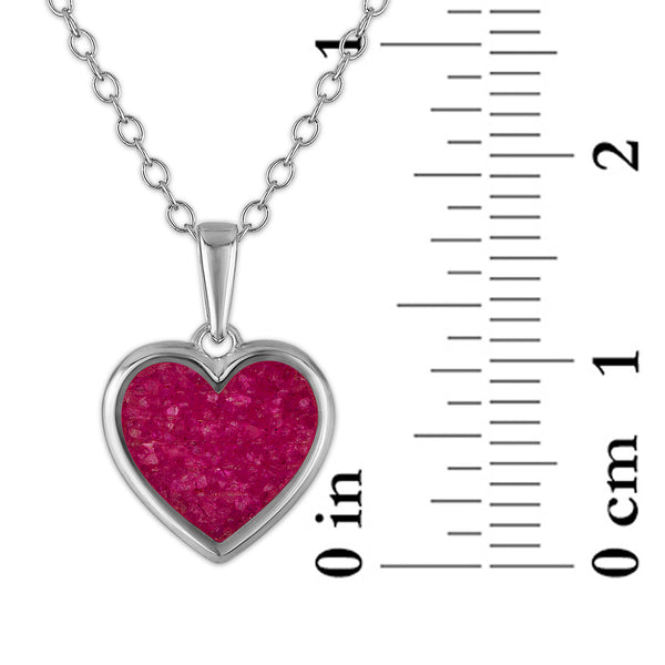 Crushed Pink Sapphire 18-inch Heart Pendant in Sterling Silver