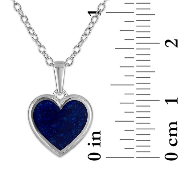 Crushed Blue Sapphire 18-inch Heart Pendant in Sterling Silver