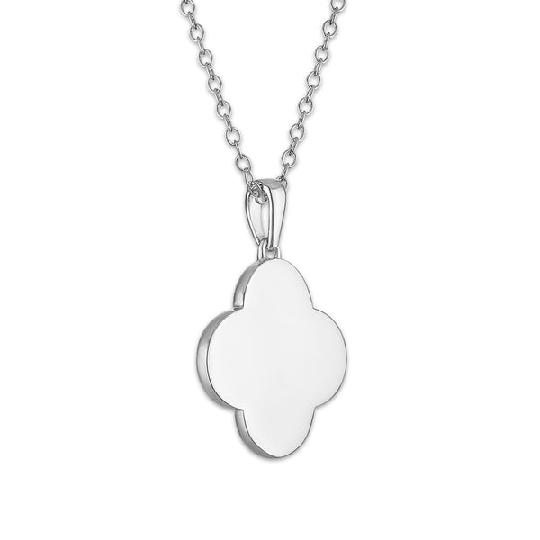Crushed Blue Sapphire 18-inch Clover Pendant in Sterling Silver