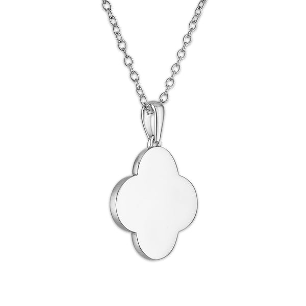 Crushed Black Diamond 18-inch Clover Pendant in Sterling Silver