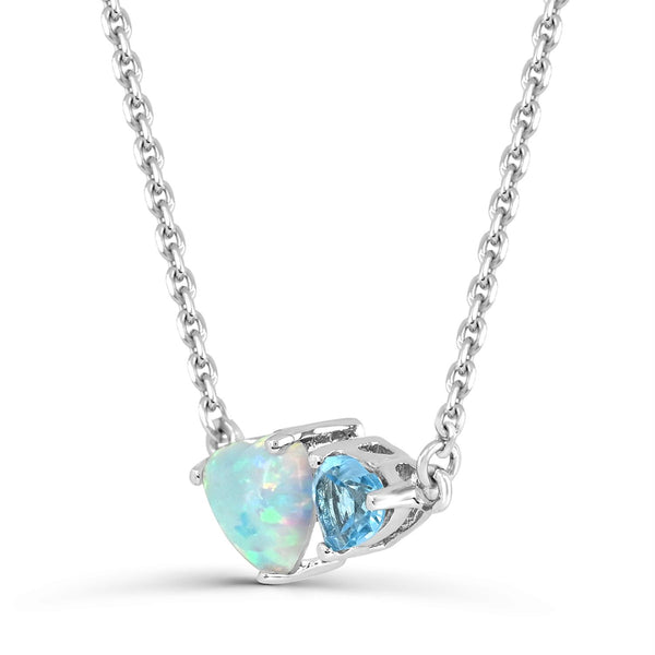 White Opal Fashion Necklace in 925 Silver