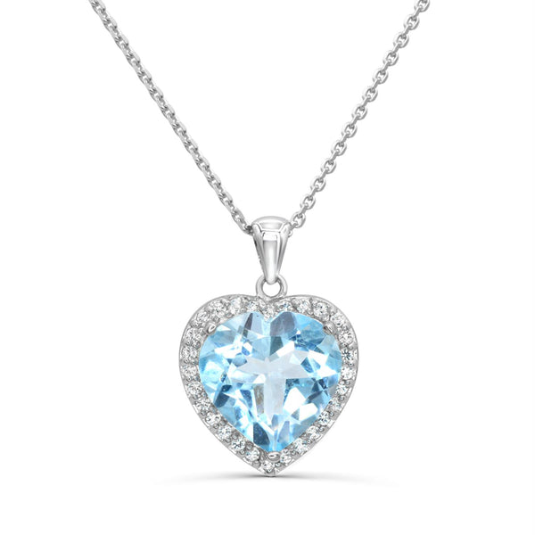Blue Blue Topaz Hearts & Symbols Pendant in 925 Silver