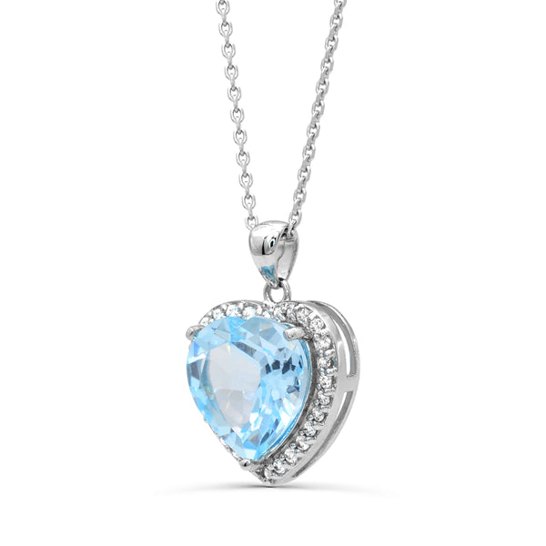 Blue Blue Topaz Hearts & Symbols Pendant in 925 Silver