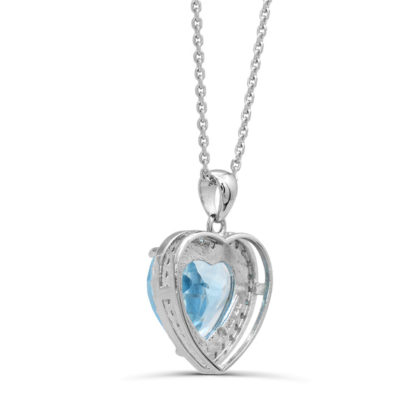 Blue Blue Topaz Hearts & Symbols Pendant in 925 Silver