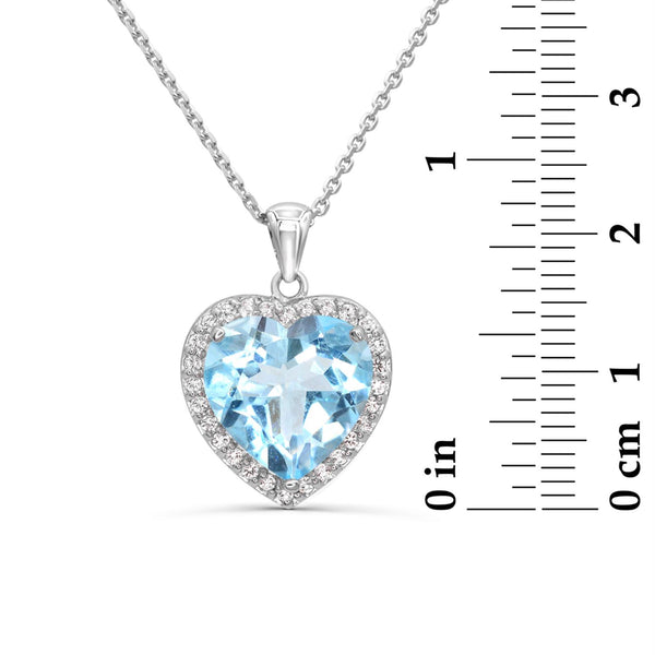 Blue Blue Topaz Hearts & Symbols Pendant in 925 Silver