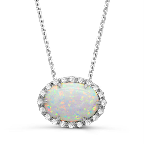 White Opal Fashion Pendant in 925 Silver