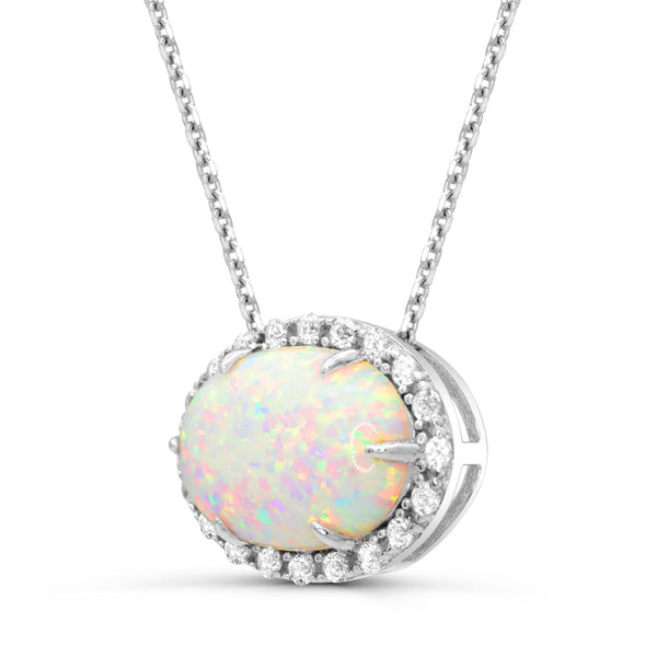 White Opal Fashion Pendant in 925 Silver