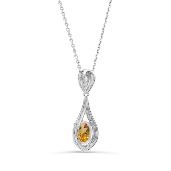 Yellow Citrine Fashion Pendant in 925 Silver