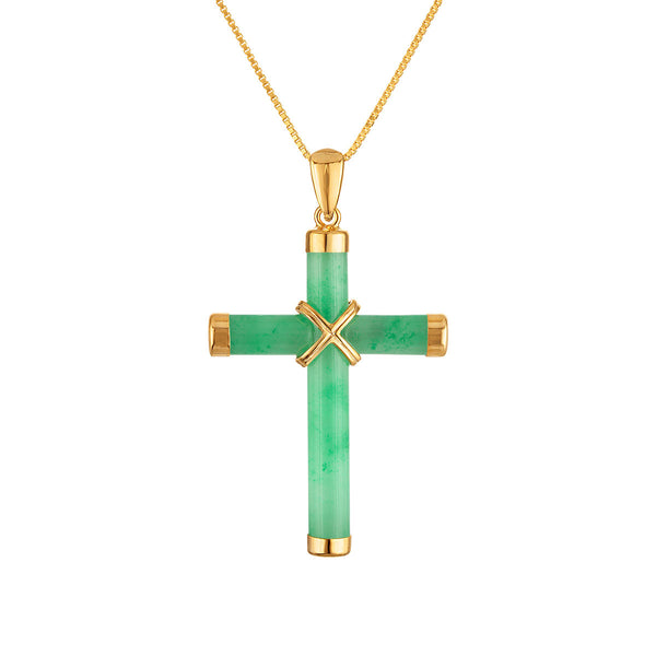 Green Jade Pendant in 10KT Gold